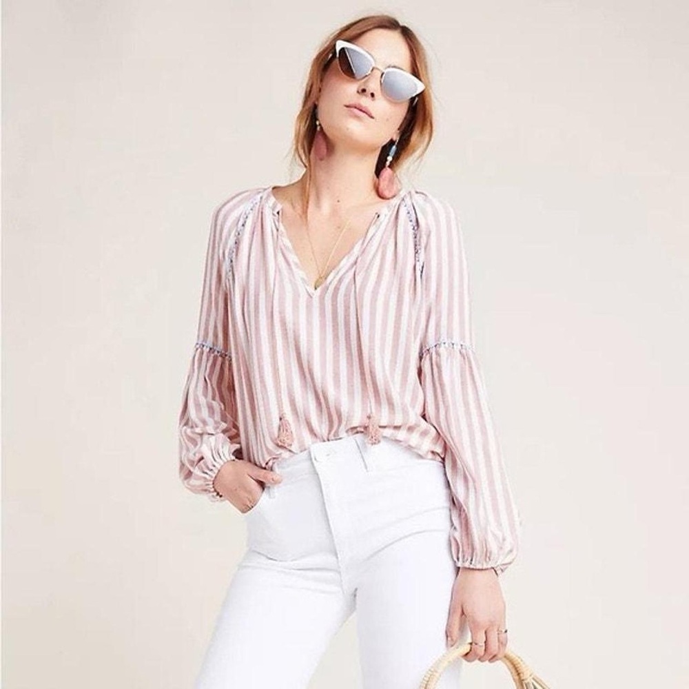 Paige Jovanni Embroidered Tassel Top